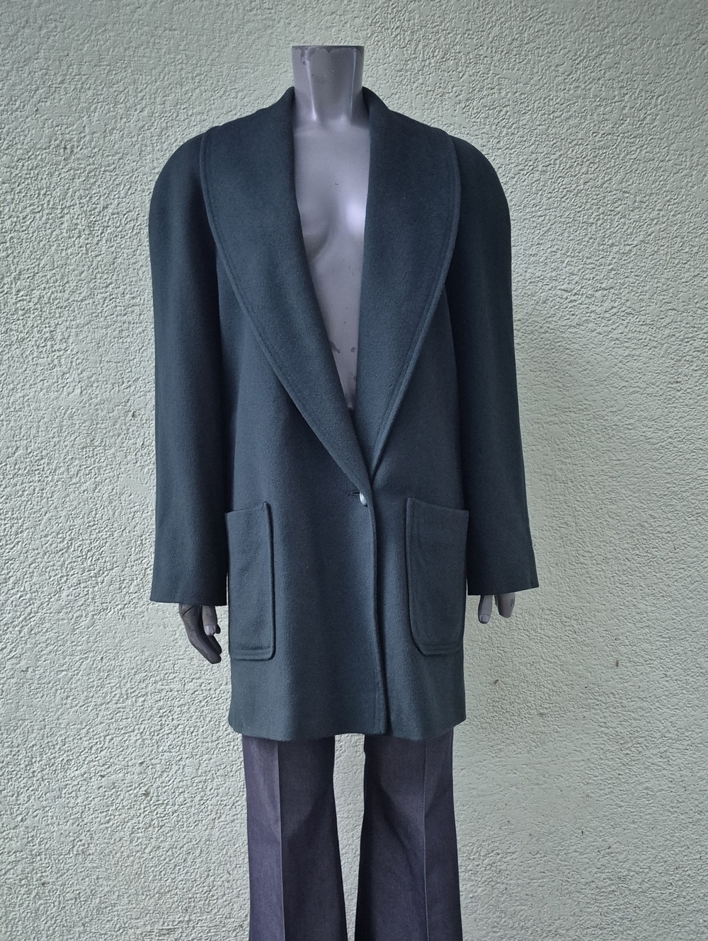 Holly Deb (USA) Ladies Vintage Pure Wool Dark Green (1) Button Winter Coat